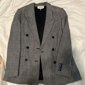 Frame Denim Black and White Checkered Blazer